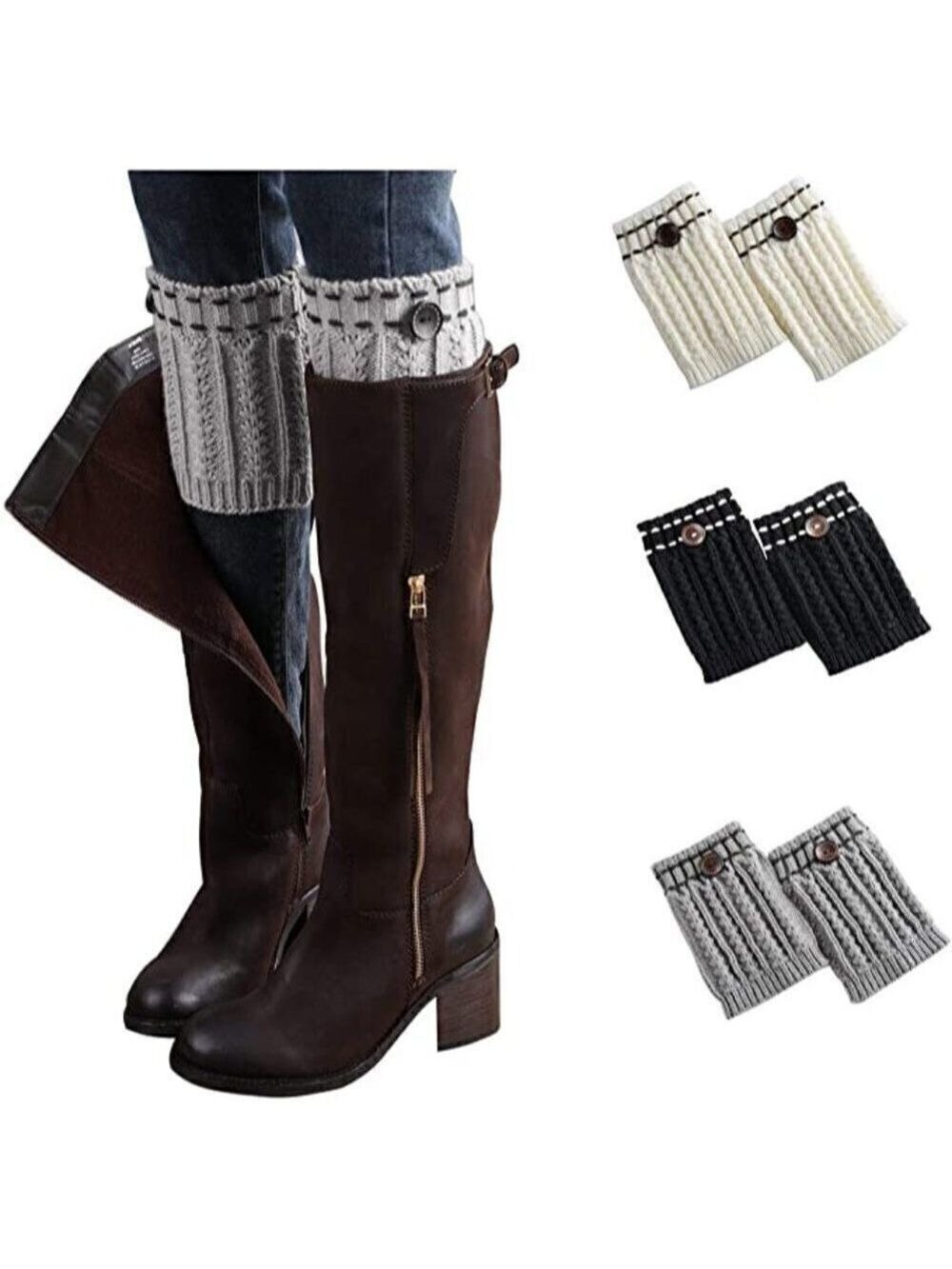 KNEE High Socks Covers Warm Cuffs Stockings Boots Dress Casual Winter Fall NWT